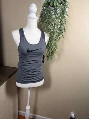 Nike Gray Racerback Performance Tank with Black Swoosh